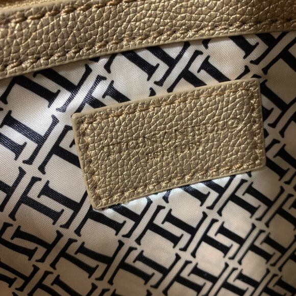 TIGNANELLO Metallic Gold/Bronze Leather Buckle Strap Shoulder Crossbody Bag EUC - Picture 9 of 12